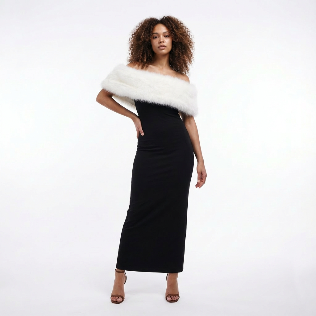 Fur Shoulder Gown